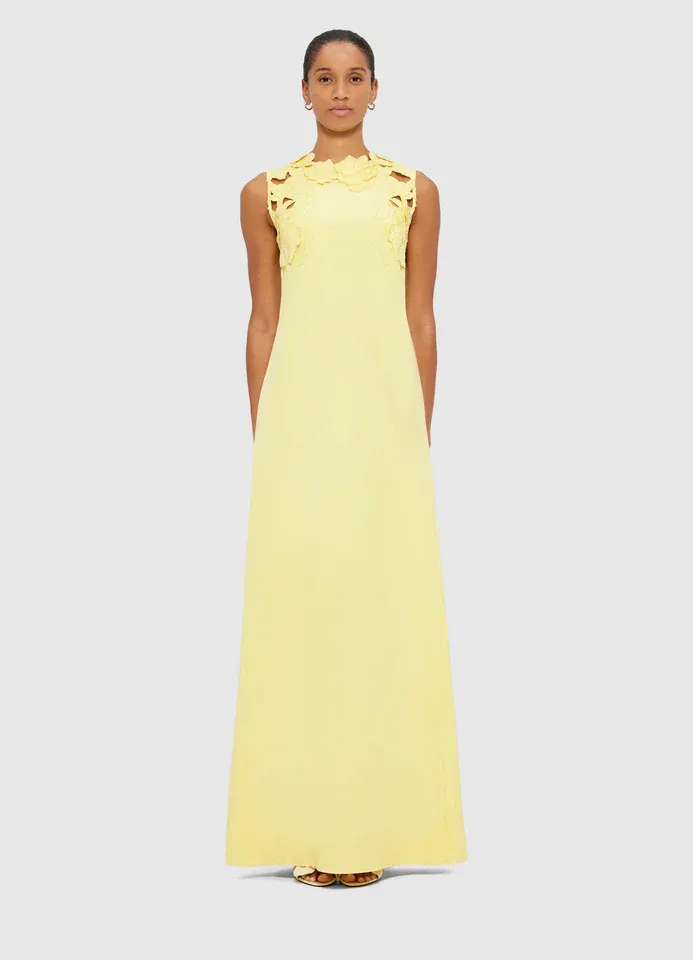 Leo Lin Solene Applique Maxi Dress in Sorbet Yellow