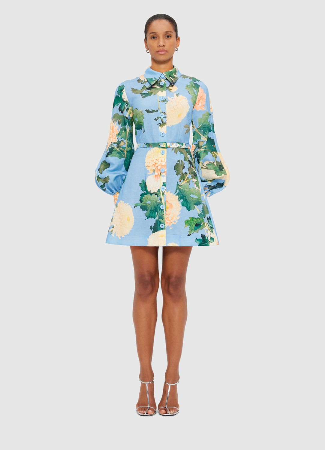 Leo Lin Luminous Linen Mini Dress in Hydrangea