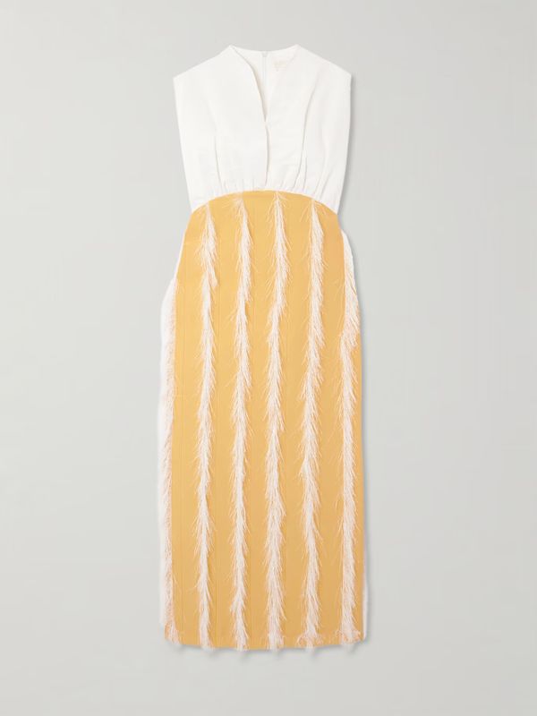 Destree Paz Fringe Dress in Yellow &amp; White