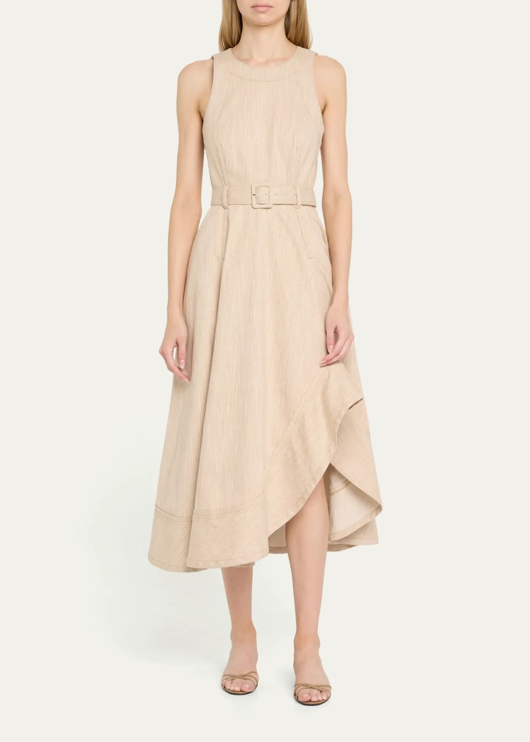 Cinq a Sept Two Tone Melange Zelda Dress in Brown Sugar/White