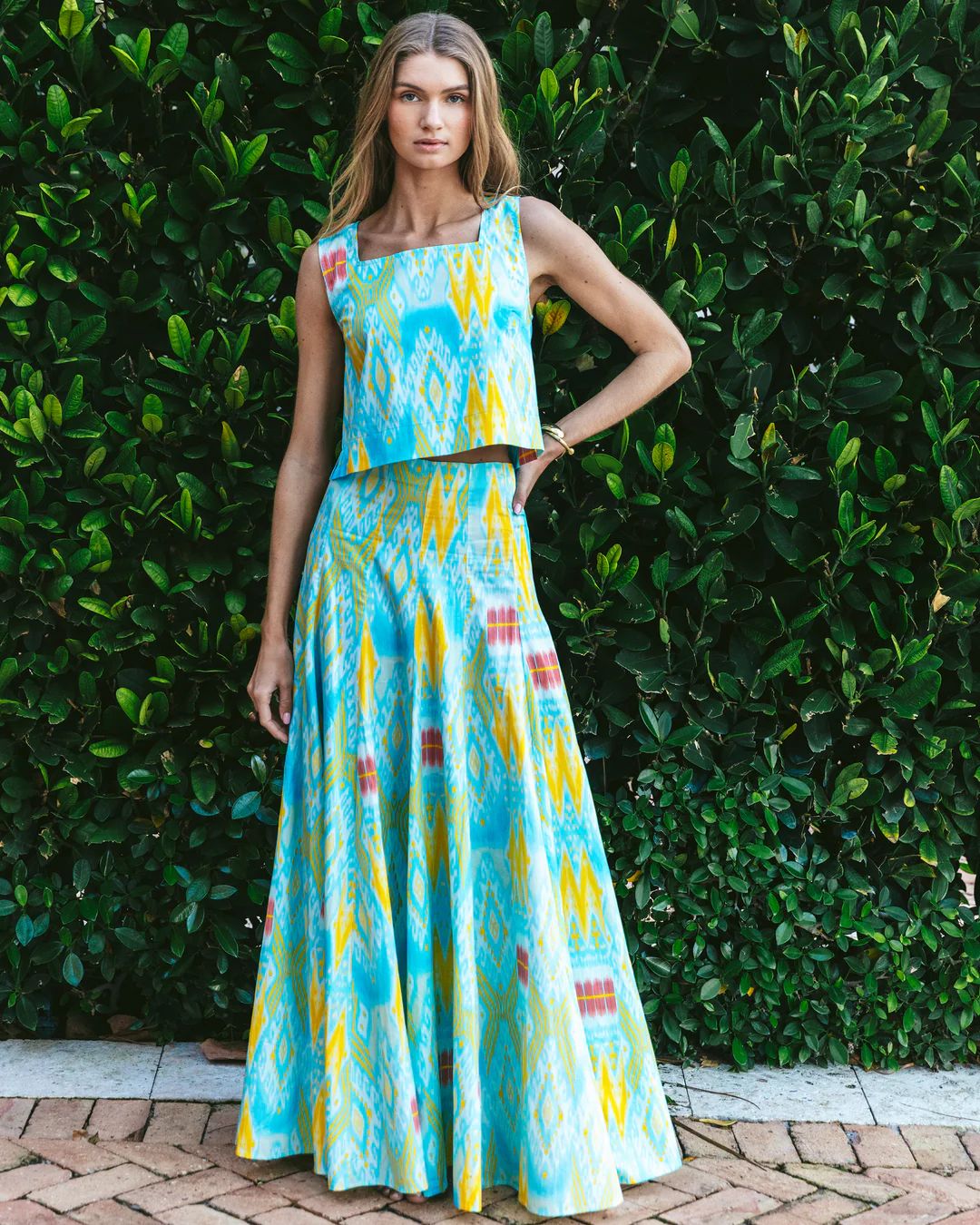 Figue Hayden Skirt in Salome Ikat Tropical Blue