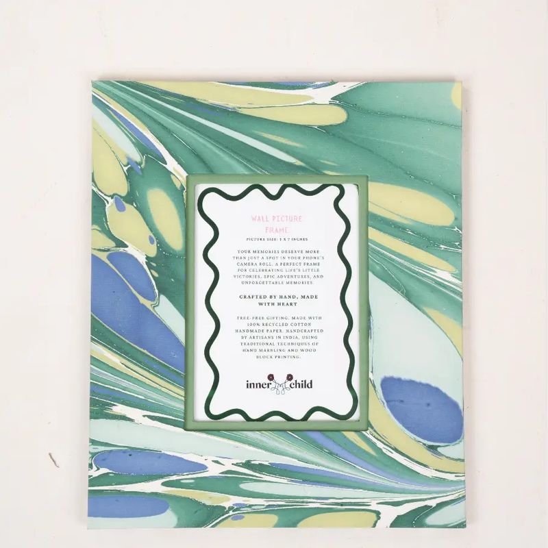 Inner Child Green &amp; Blue Hand-Marbled Large Wall Picture Frame