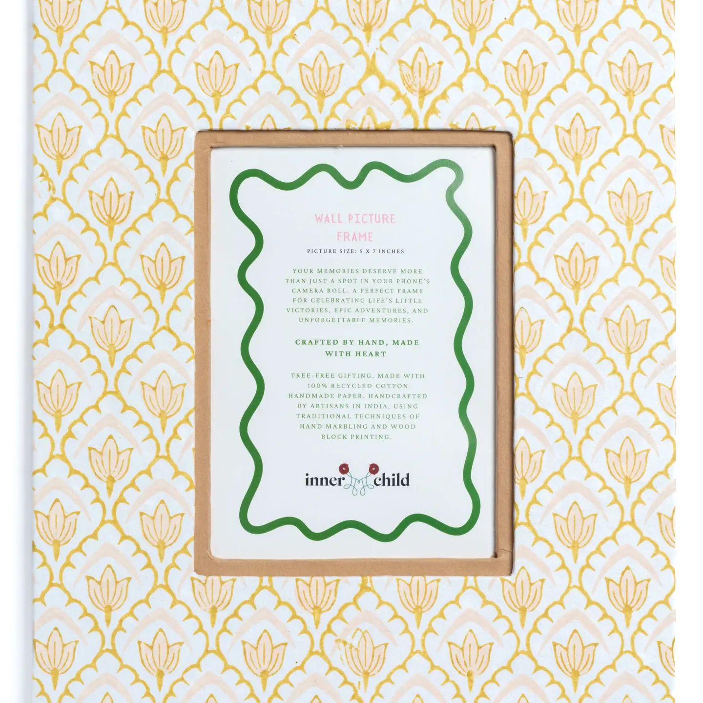 Inner Child Blockprint Tulip Large Wall Picture Frame in Desert Sand