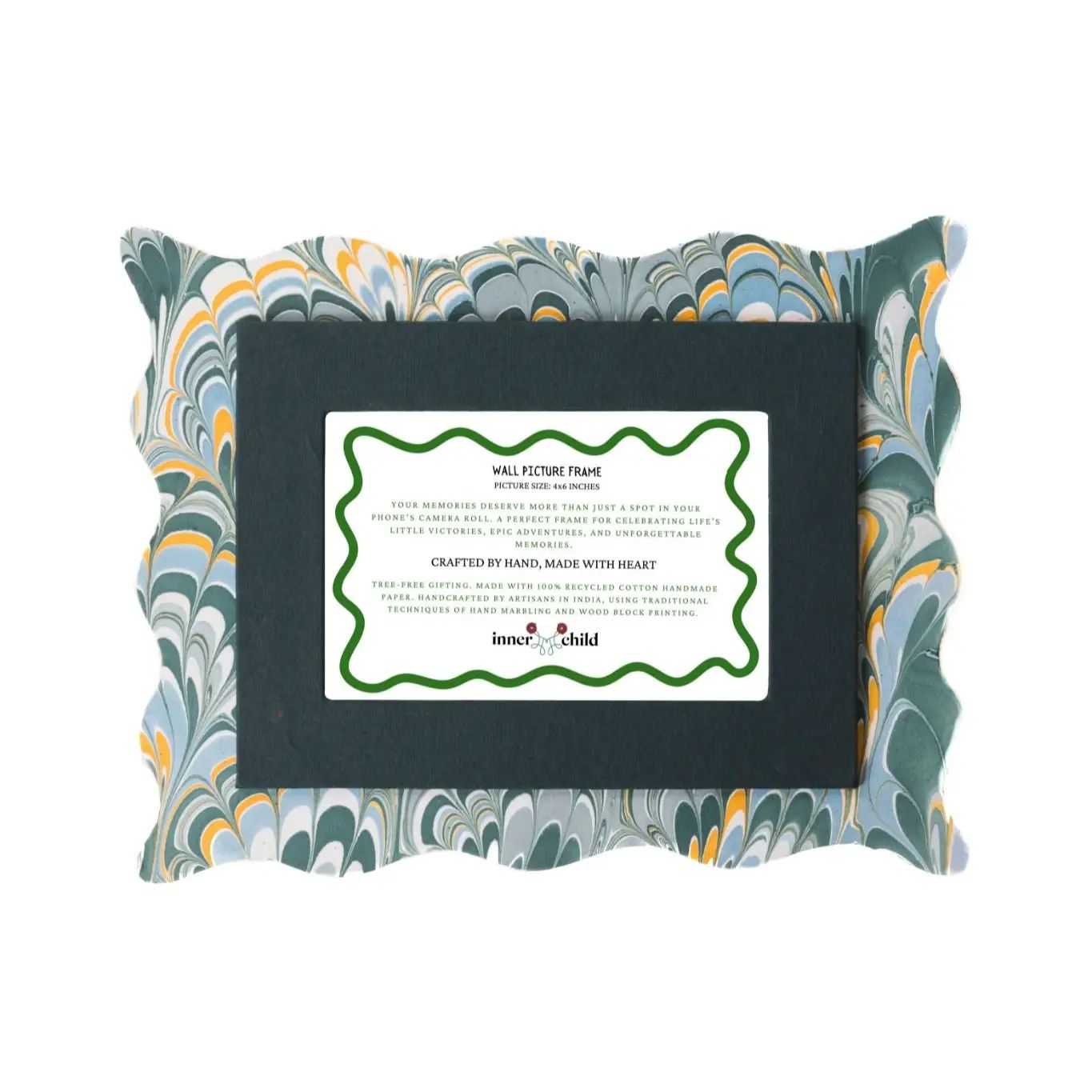 Inner Child Blue Scalloped Hand-Marbled Picture Frame