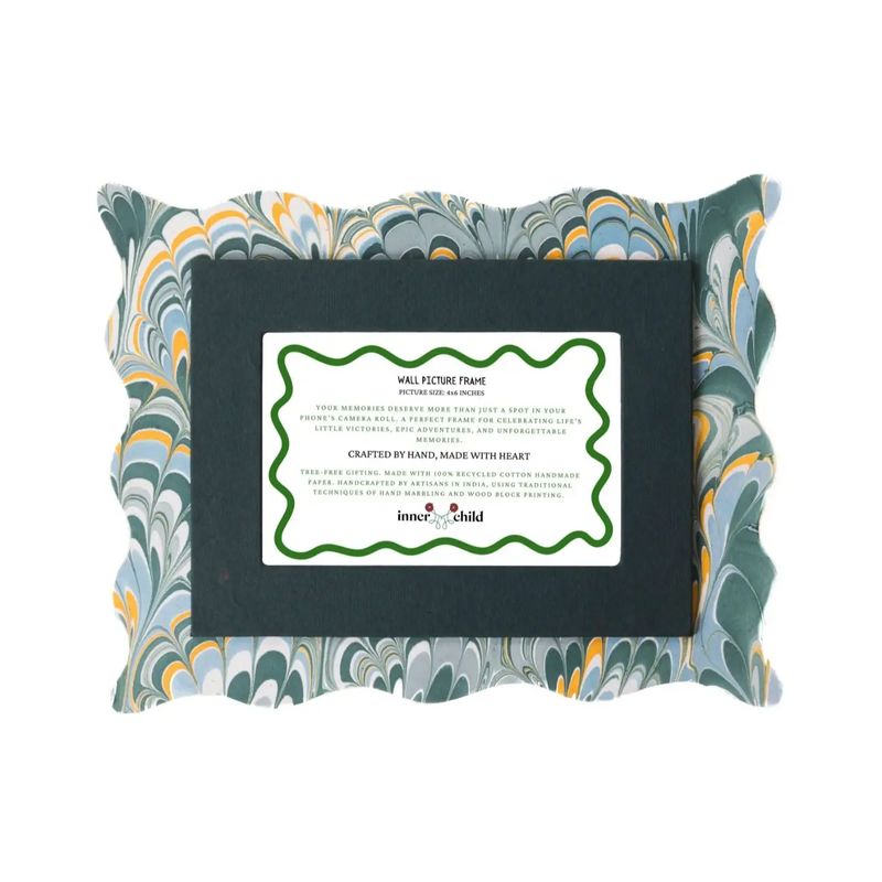 Inner Child Blue Scalloped Hand-Marbled Picture Frame