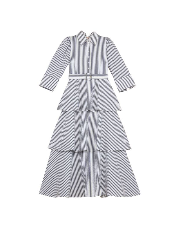Bytimo Seersucker Shirt Dress in Blue Stripe