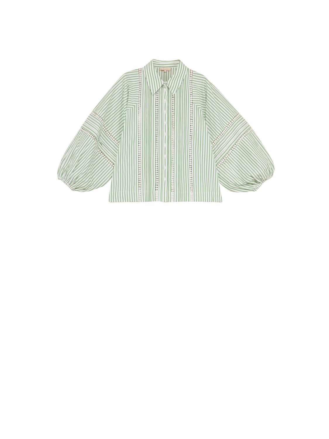 Bytimo Seersucker Blouse in Green Stripe