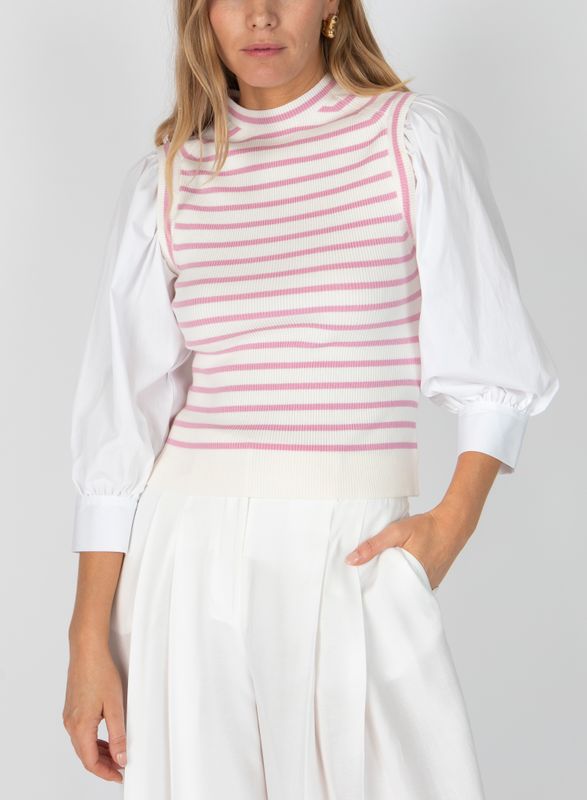10 Crosby Tirza Mixed Media Top in Venetian Pink Multi