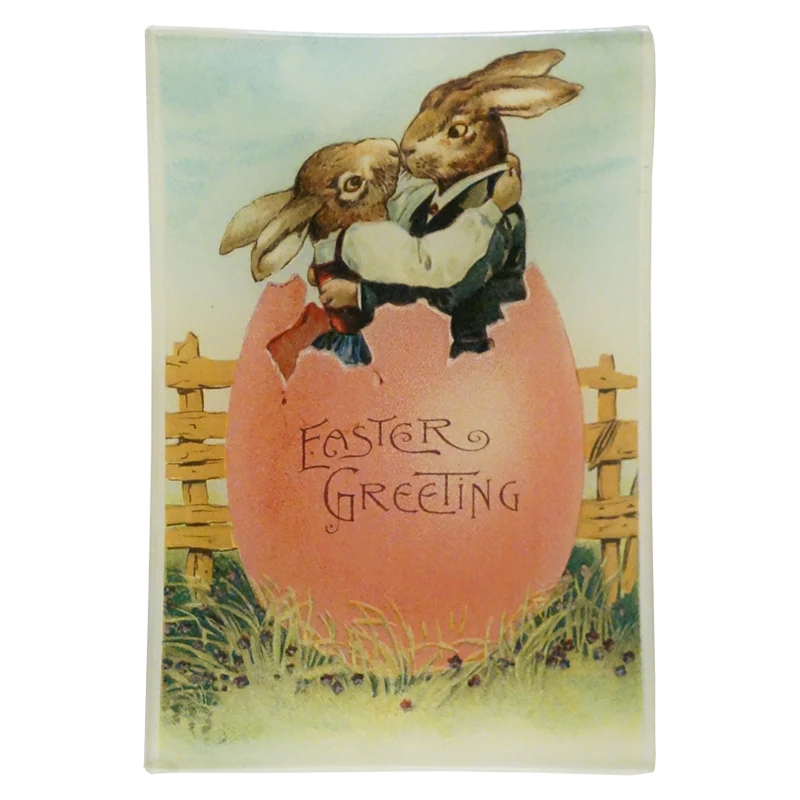 John Derian Easter Greeting (Embracing Rabbits) Mini-Tray