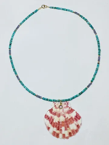 Theodosia Turquoise Necklace w/ Shell Pendant