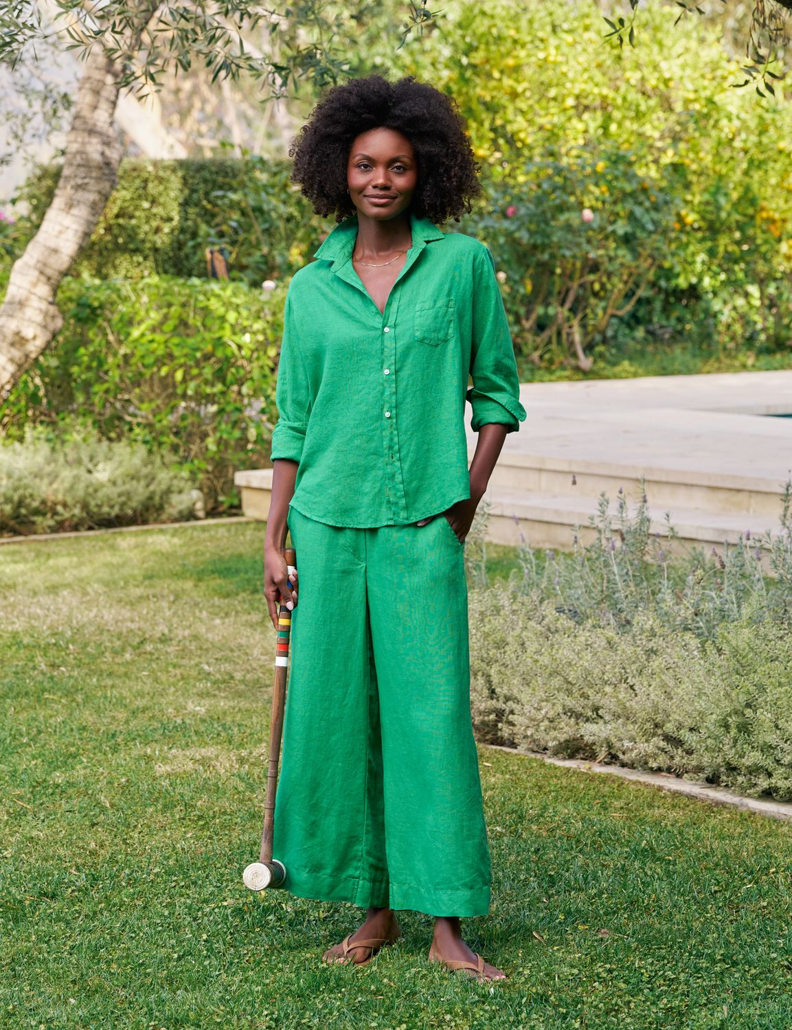 Frank &amp; Eileen Linen Tuscany Getaway Set in Kelly Green