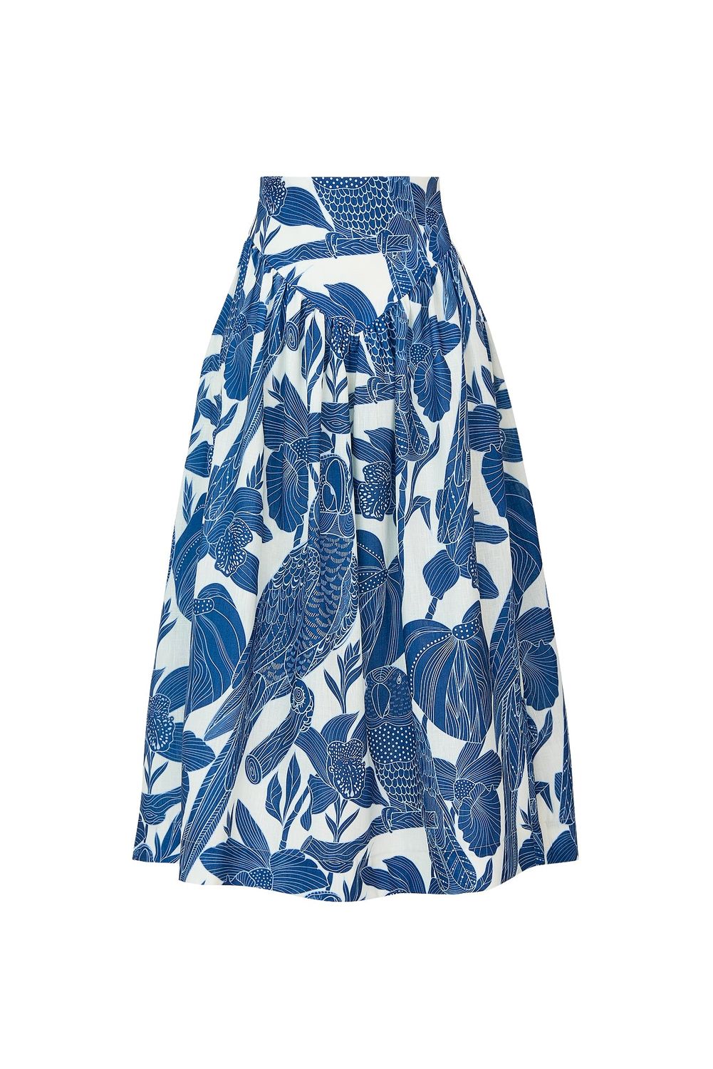 No Pise La Grama Sotavento Midi Skirt in Canario Blue Print