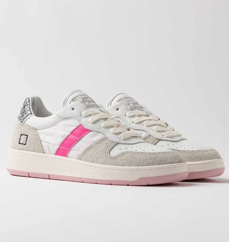 D.A.T.E. Court Shiny White-Fuxia