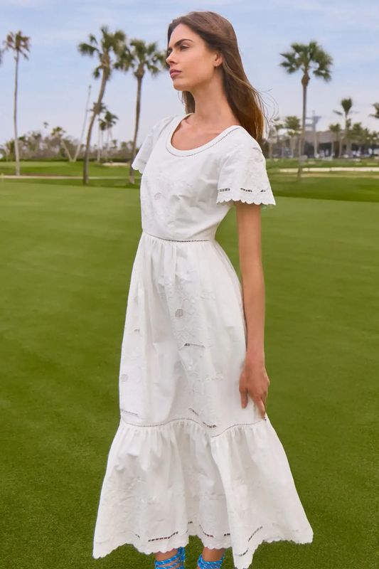 HB TRUNK SHOW Marley Dress in White Embroidery