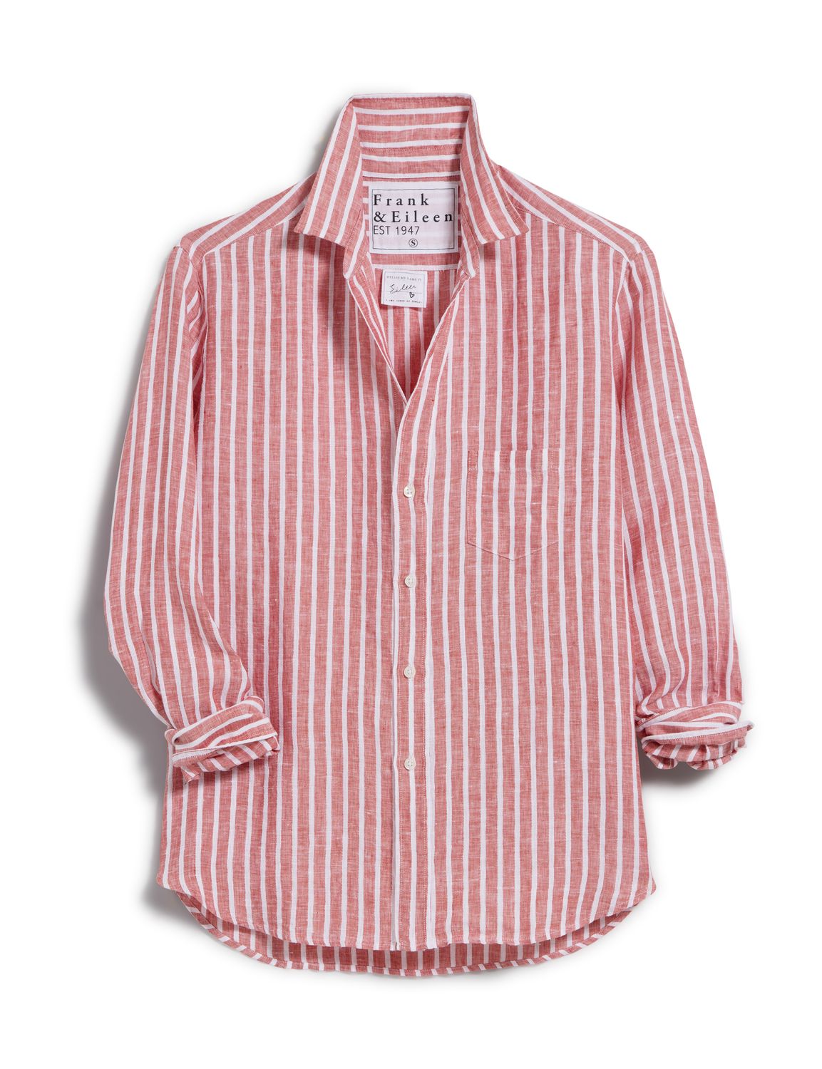 Frank &amp; Eileen Eileen Button Up in Red &amp; White Textured Stripe
