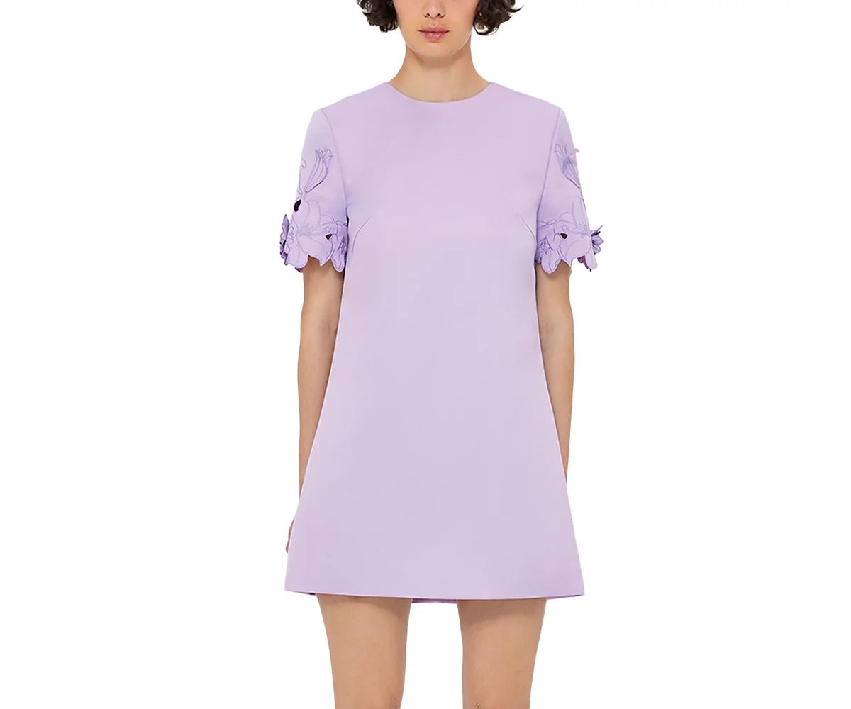 Leo Lin Aurie Applique Short Sleeve Mini Dress in Lilac