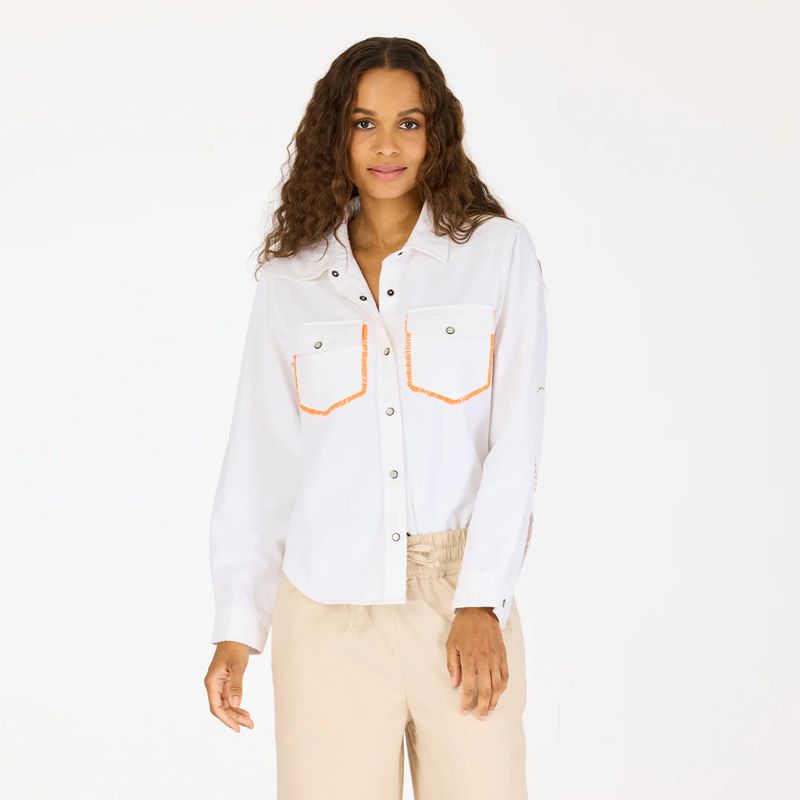 Kerri Rosenthal Pia Western Denim Shacket in White