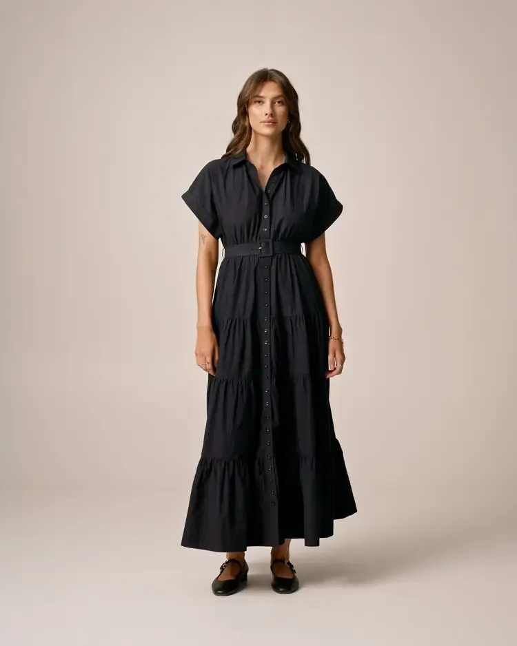 Bytimo Poplin Shirt Dress in Navy