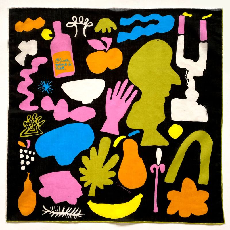 Lar Studio Olives and Wine Black Bandana