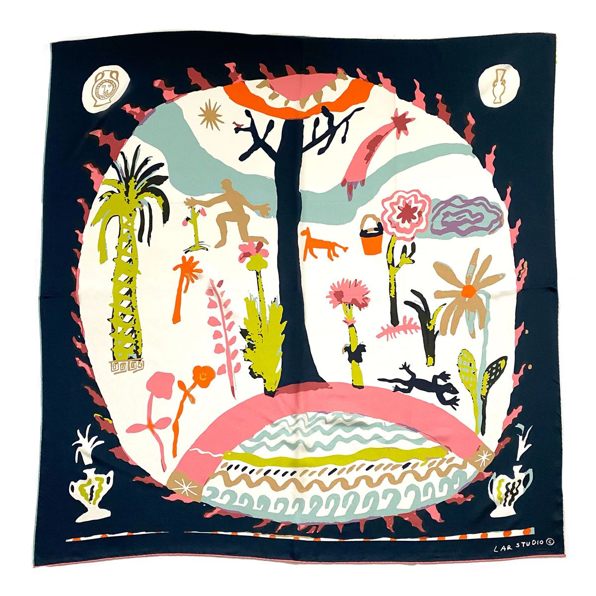 Lar Studio Boon Navy Silk Scarf