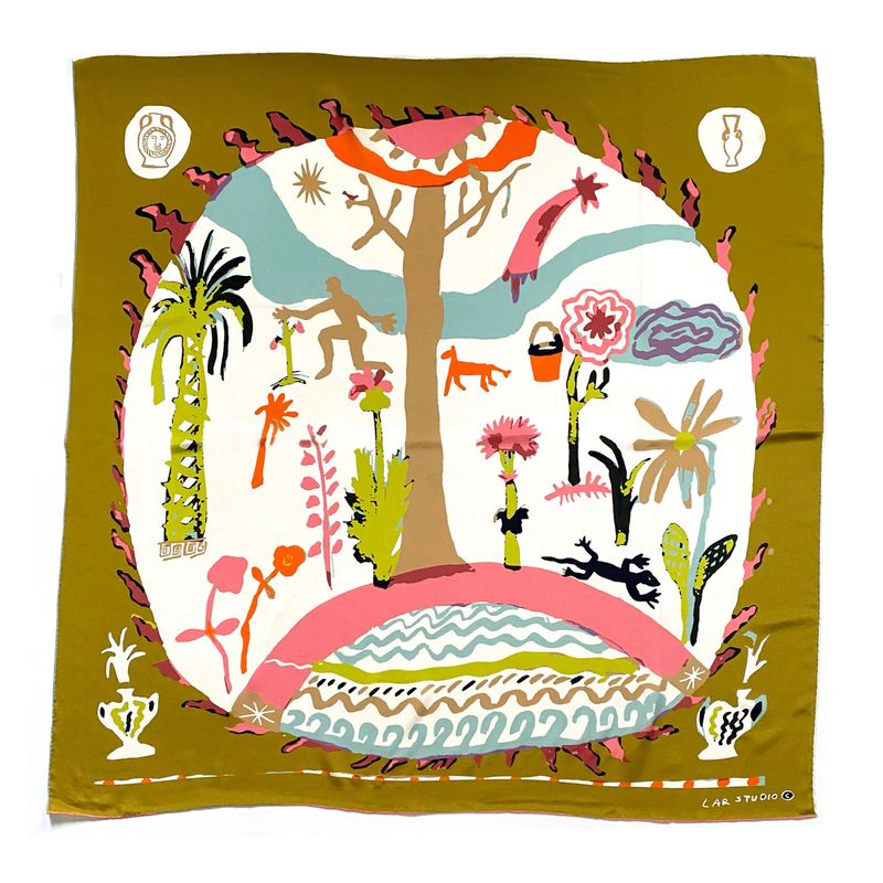 Lar Studio Boon Khaki Silk Scarf