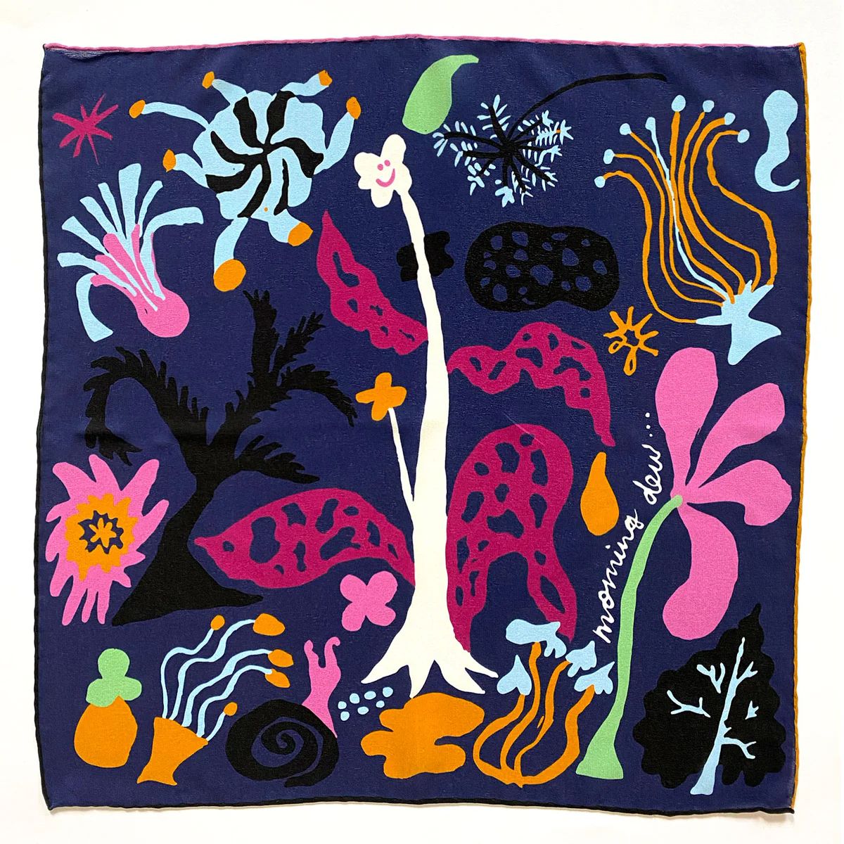 Lar Studio Morning Dew Navy Silk Bandana