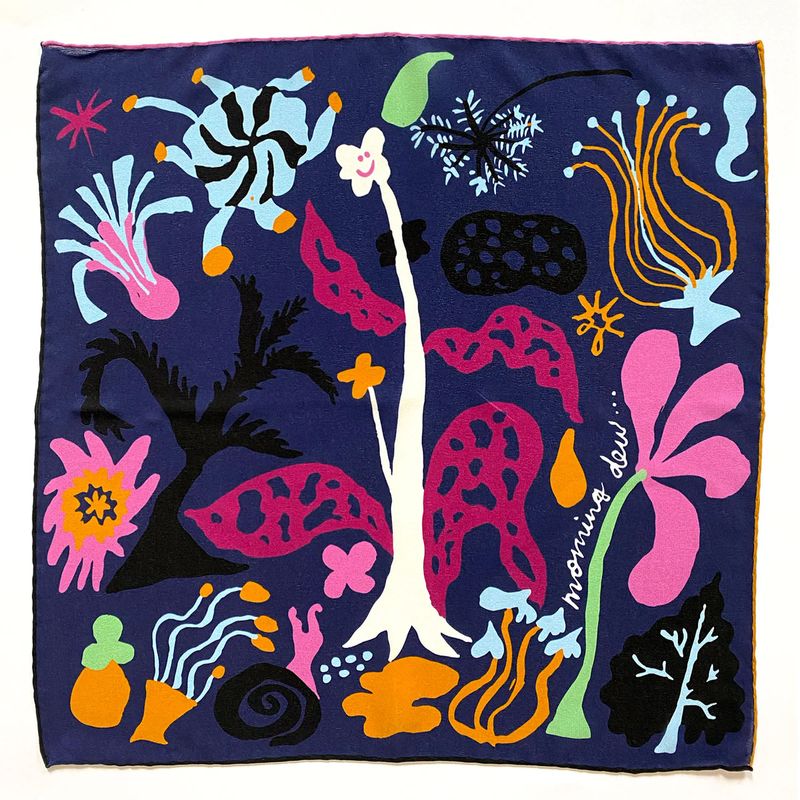 Lar Studio Morning Dew Navy Silk Bandana