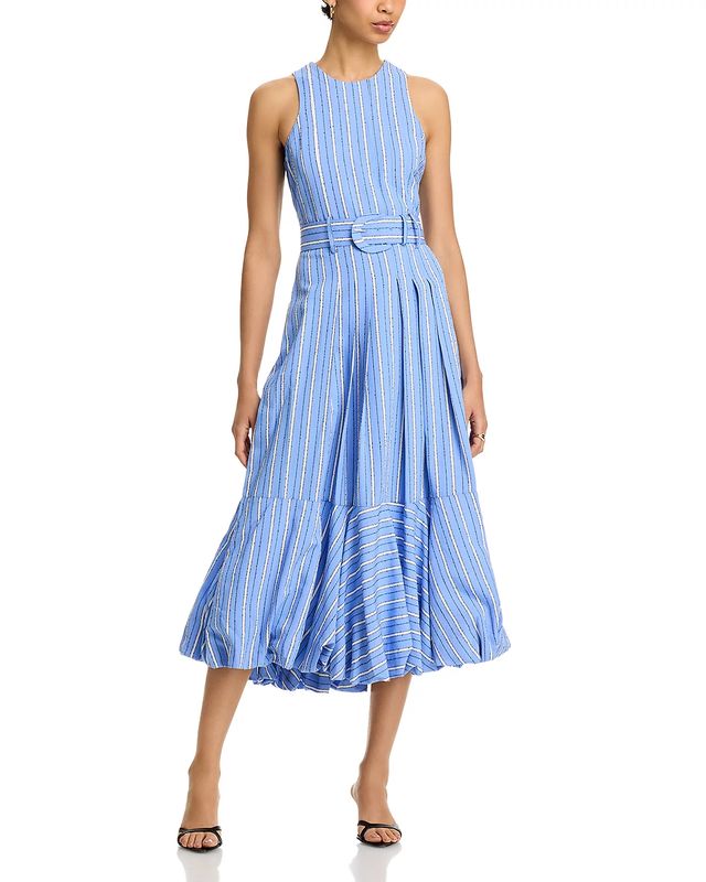 Cinq a Sept Hailey Stripe Clement Dress in Blue Hydrangea