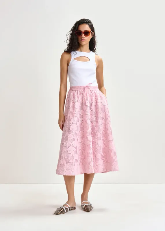 Essentiel Heast Midi Skirt in Pure Pink