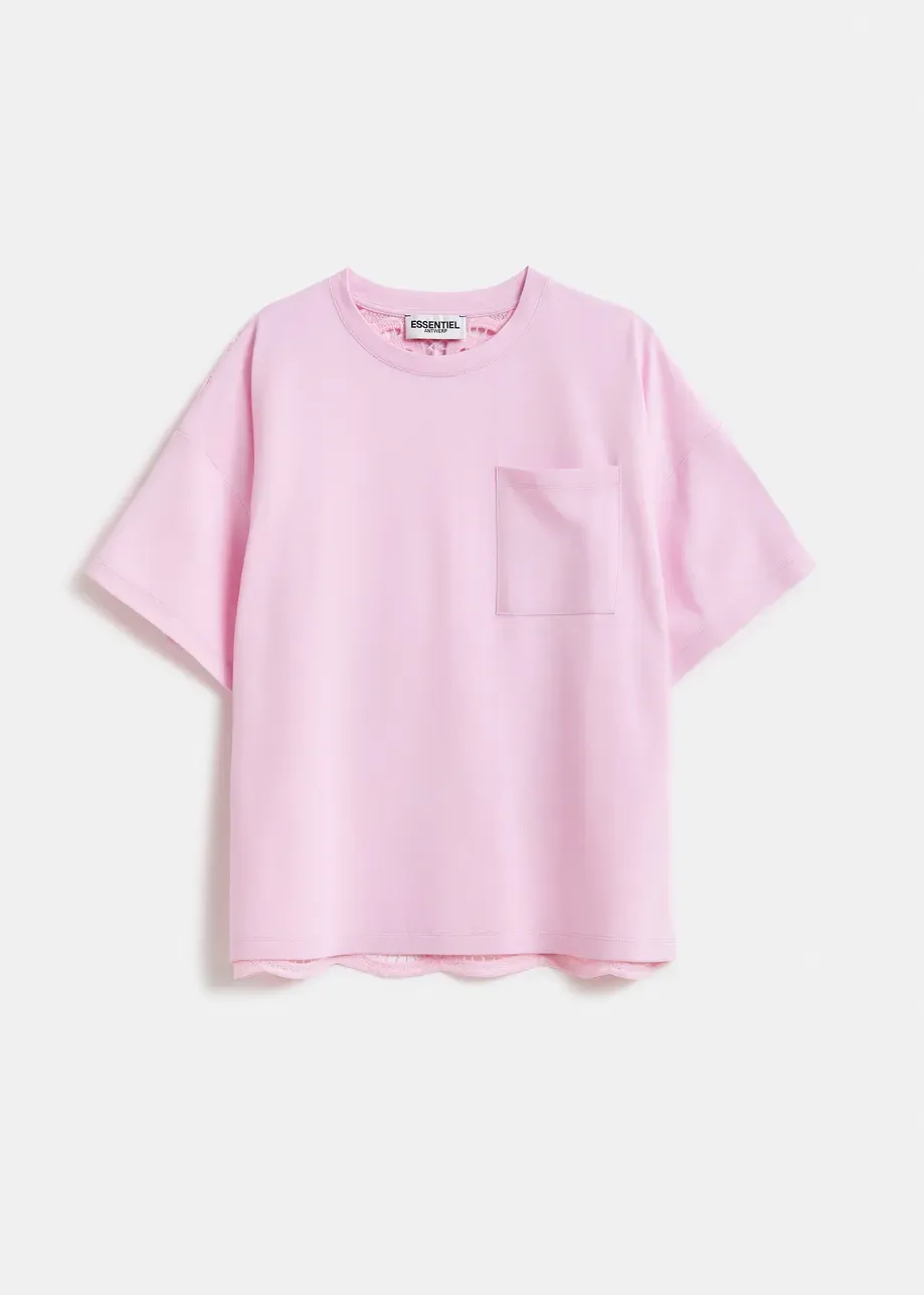 Essentiel Hintern T-Shirt with Lace in Pure Pink