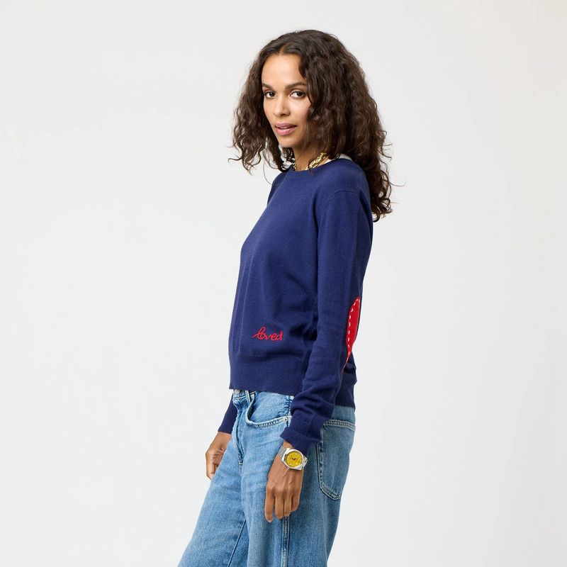 Kerri Rosenthal Patchwork Cotton Pullover in Indigo