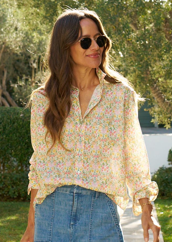 Frank &amp; Eileen Eileen Relaxed Button Up Shirt in Orange, Yellow, Pink Floral