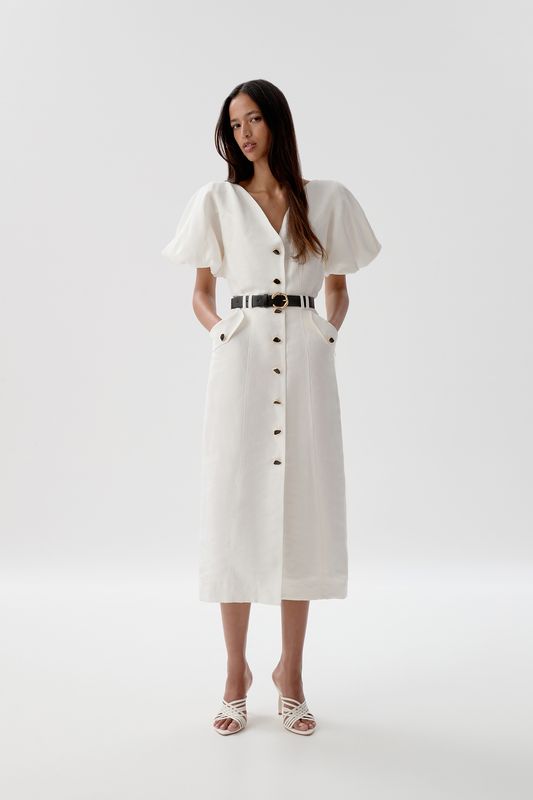 Aje Skye Utility Midi Dress in Ivory
