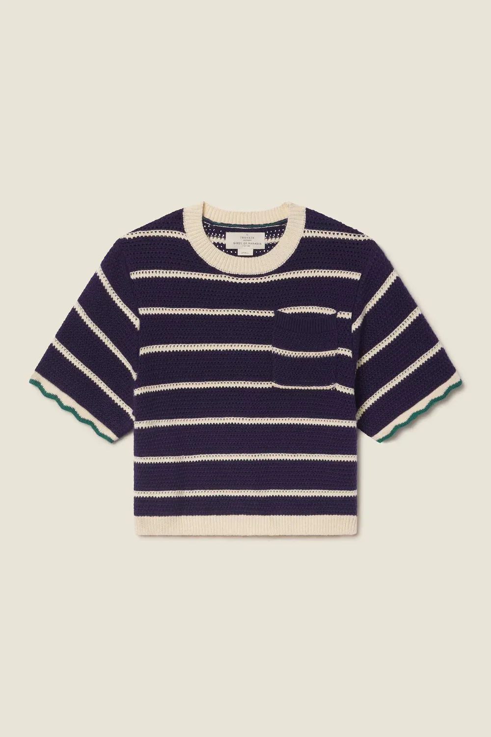 Trovata Jules Sweater T-Shirt in Navy White Stripe