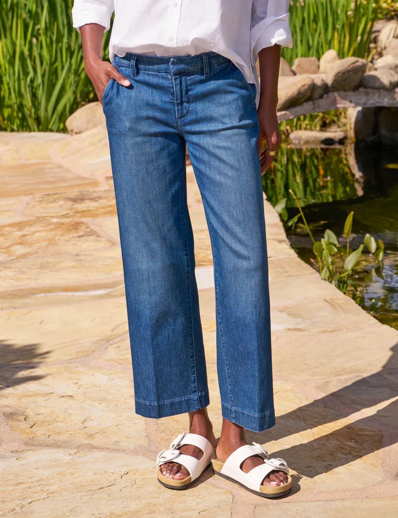 Frank &amp; Eileen Westport Italian Wide Leg Chino in Washed Blue