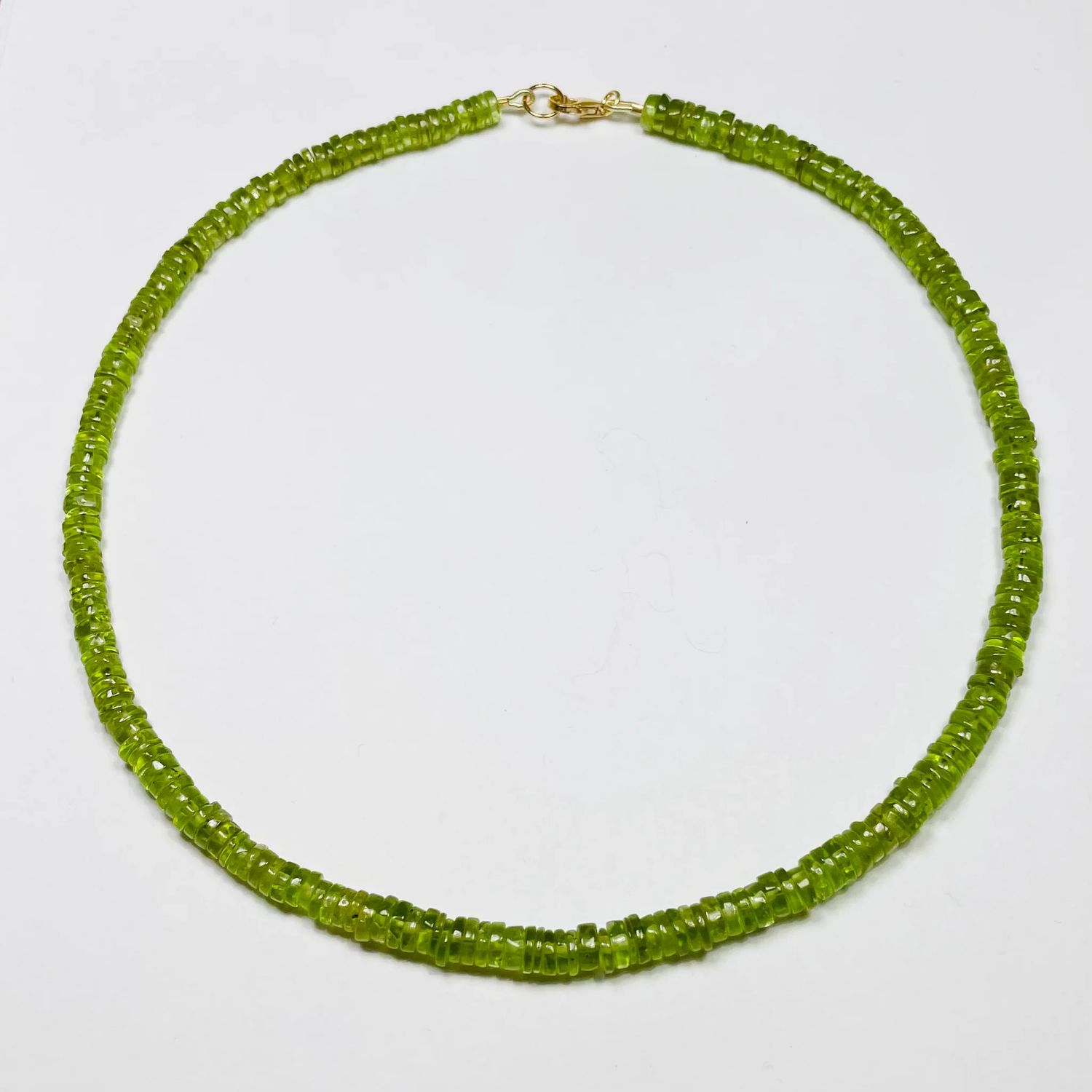 Theodosia Peridot Smooth Heishi Cut Necklace