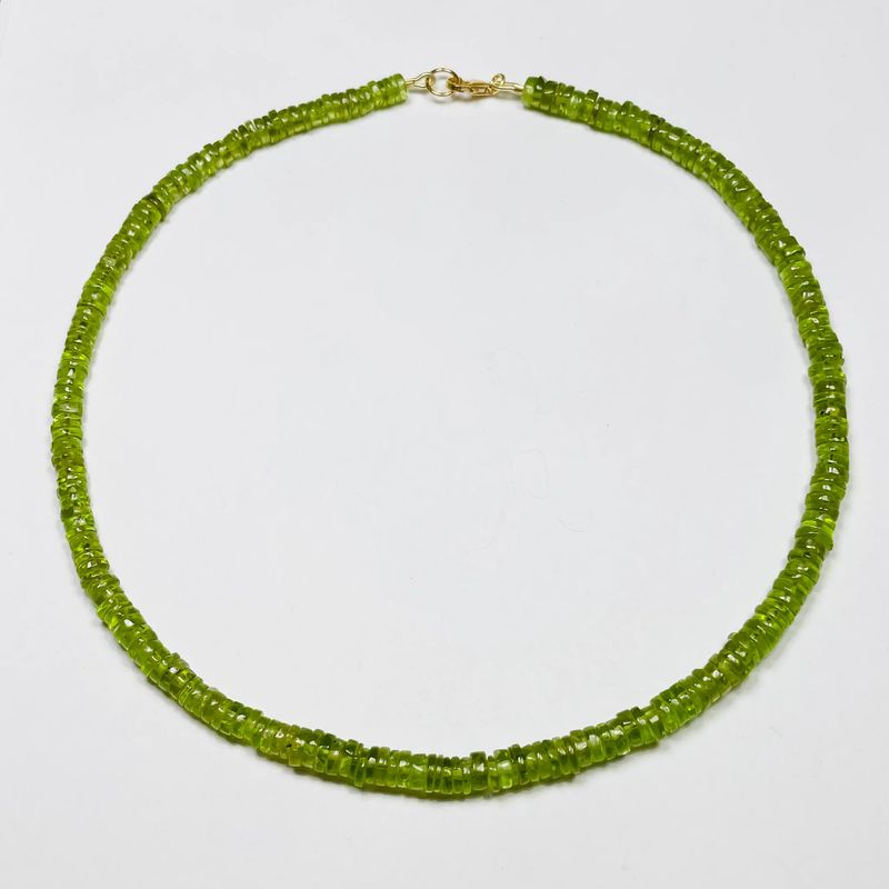 Theodosia Peridot Smooth Heishi Cut Necklace