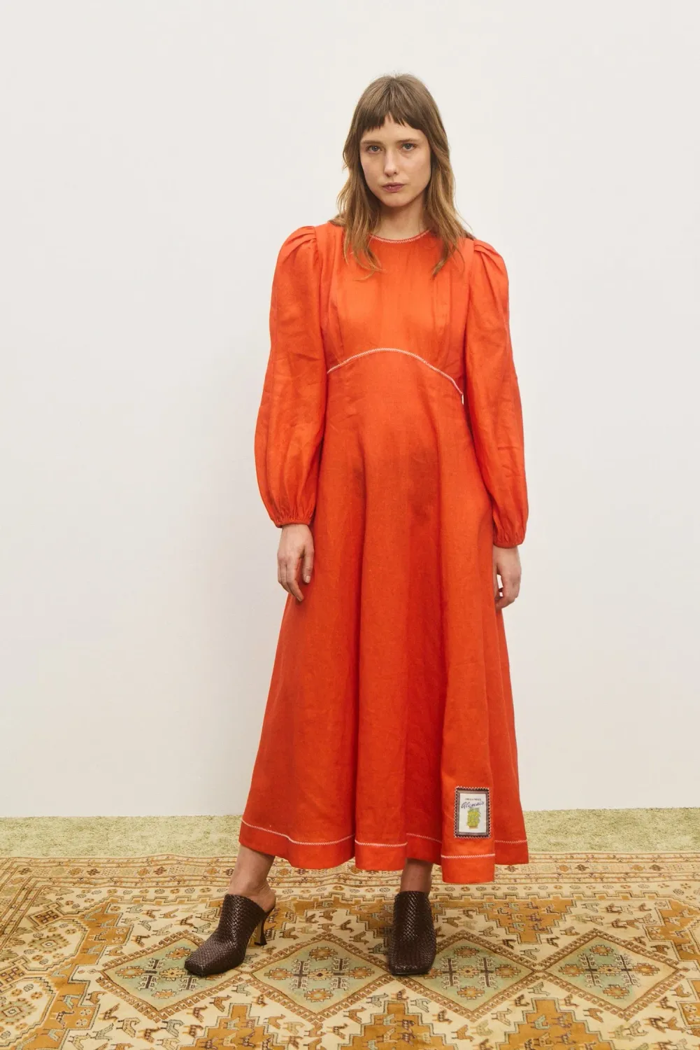 Alemais Contessa Long Sleeve Midi Dress in Tomato