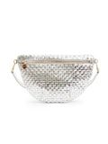 Clare V. Grande Fanny in Silver Specchio Woven Checker