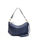 Clare V. Moyen Messenger in Bleu Marine Woven Checker