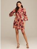 Figue Izzie Dress in Ikat Foliage Bordeaux Red