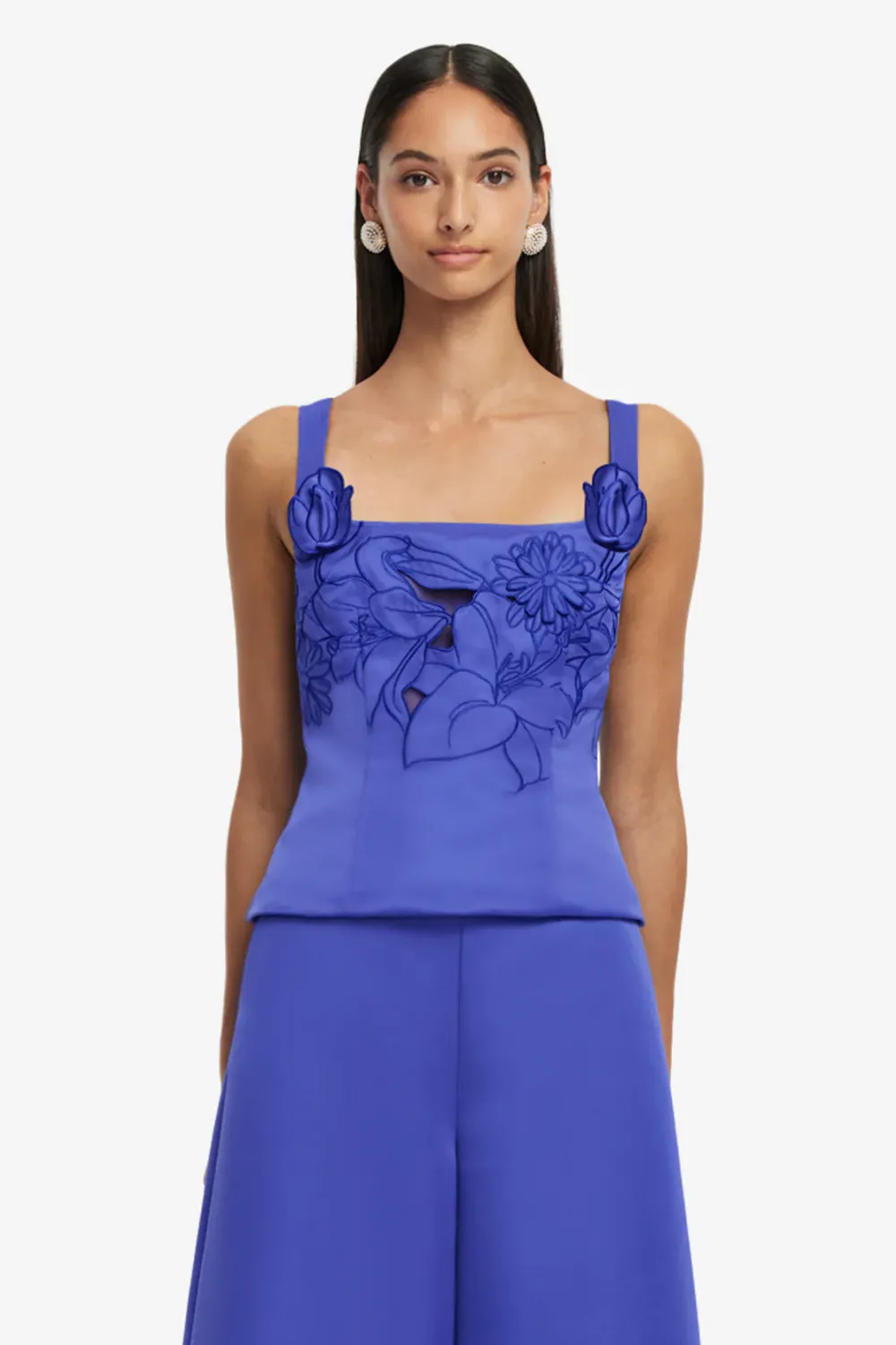 Leo Lin Isadora Applique Top in Lapis