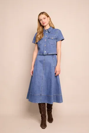 Cara Cara Aisha Skirt in Denlim