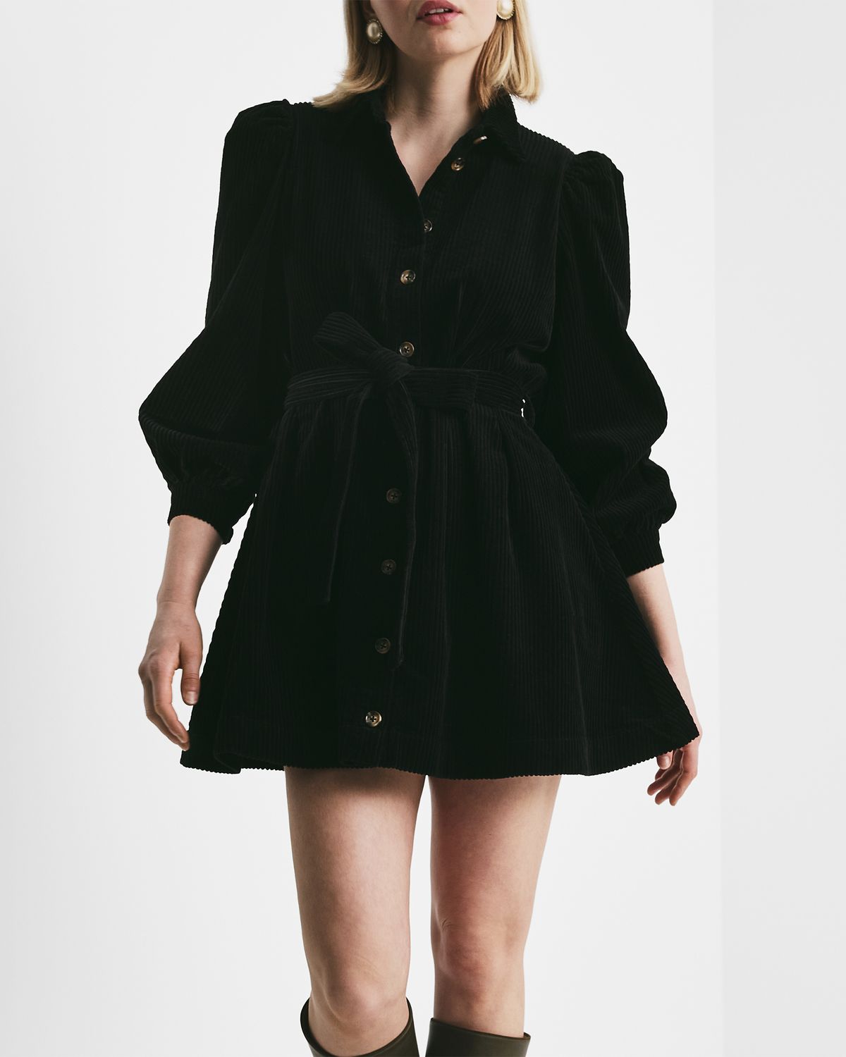 Bytimo Corduroy Mini Dress in Black