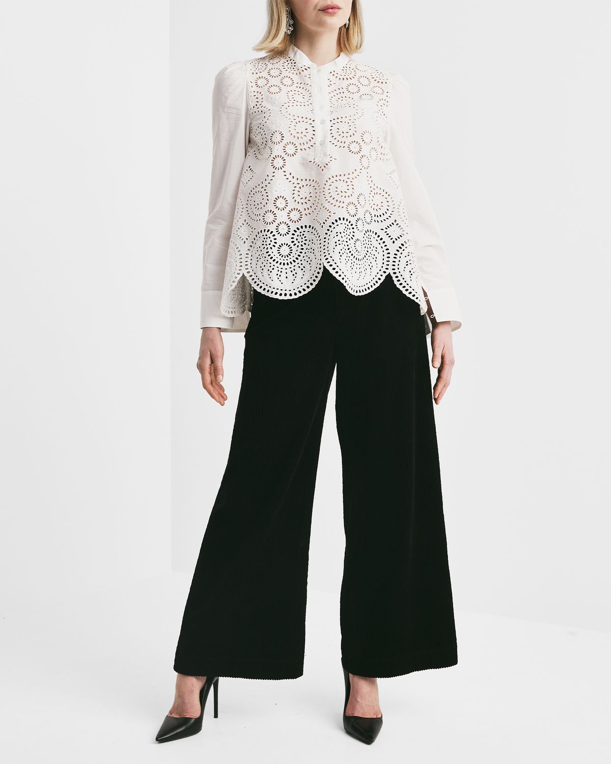 Bytimo Poplin Decorated Blouse in White