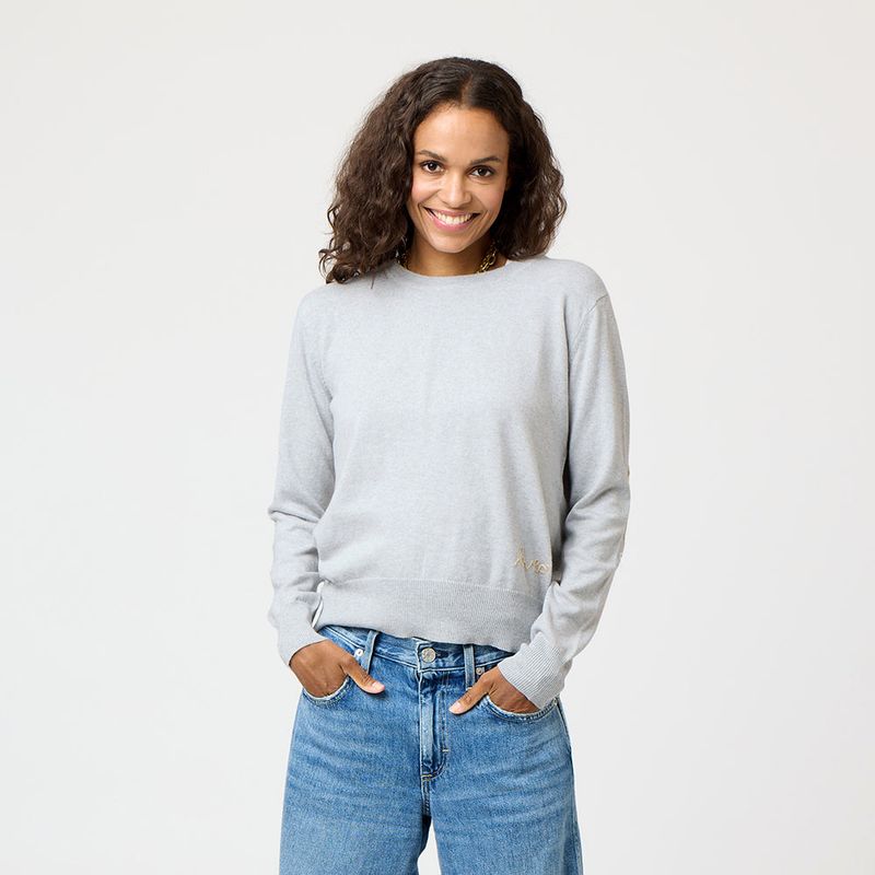 Kerri Rosenthal Patchwork Cotton Pullover in Silver Fox
