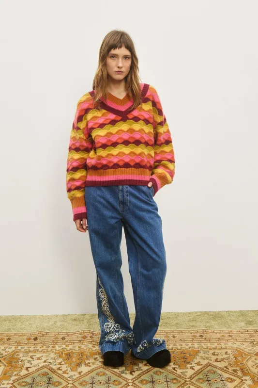 Alemais Rocco V Neck Sweater in Multi