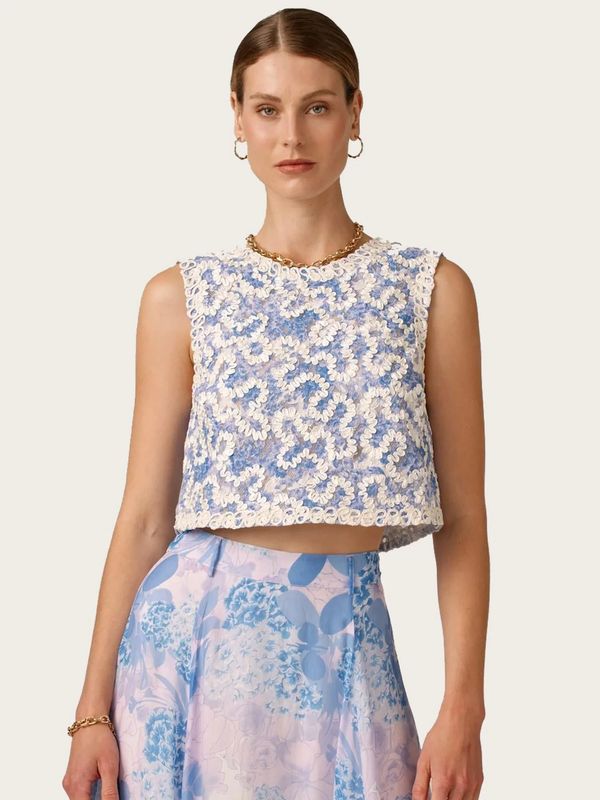 Bytimo Embroidered Top in Blue Bloom