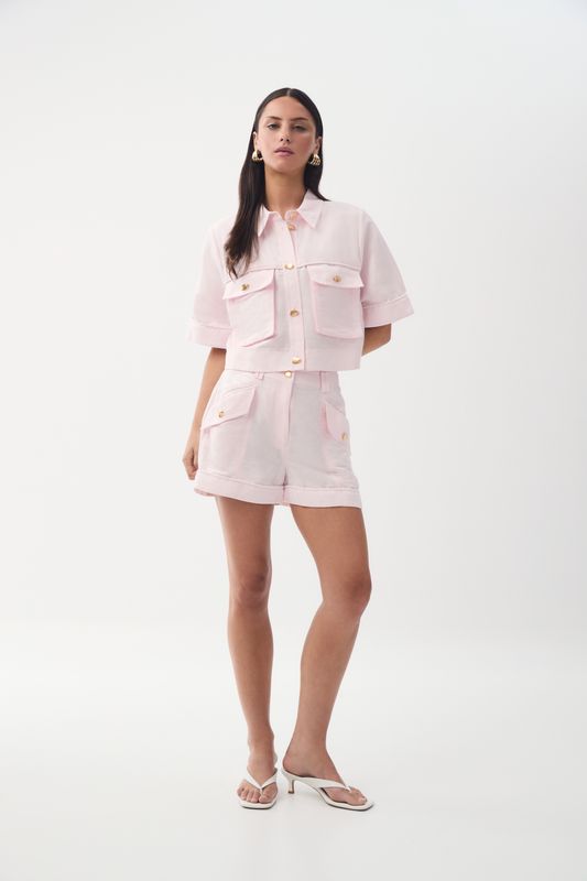 Aje Auden Crop Shirt in Pastel Pink