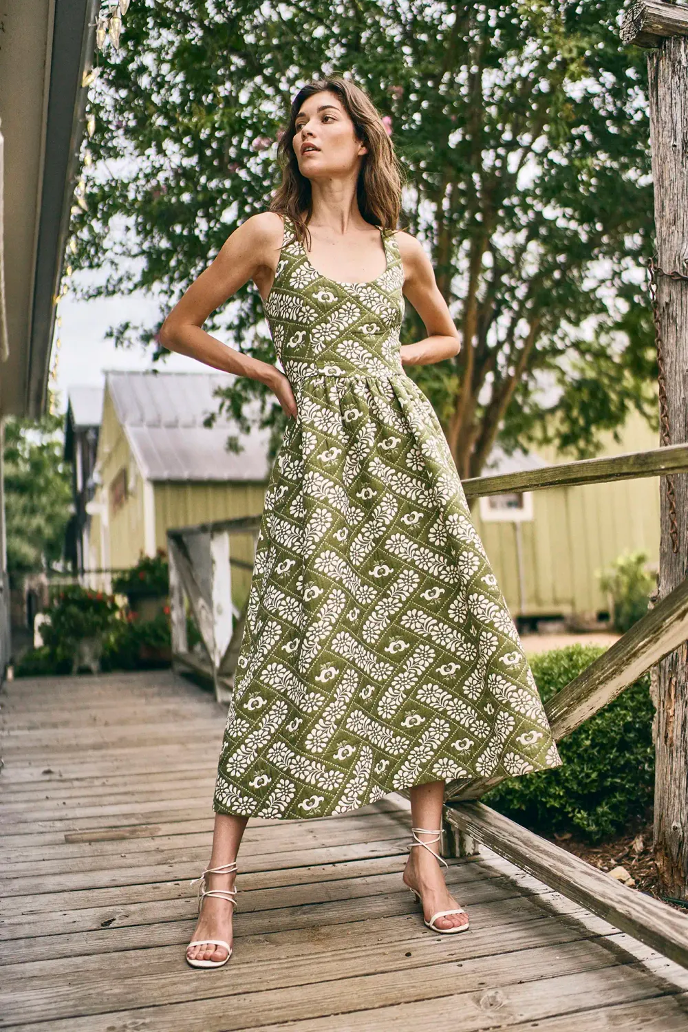 Hunter Bell Maddy Dress in Legacy Jacquard Olive